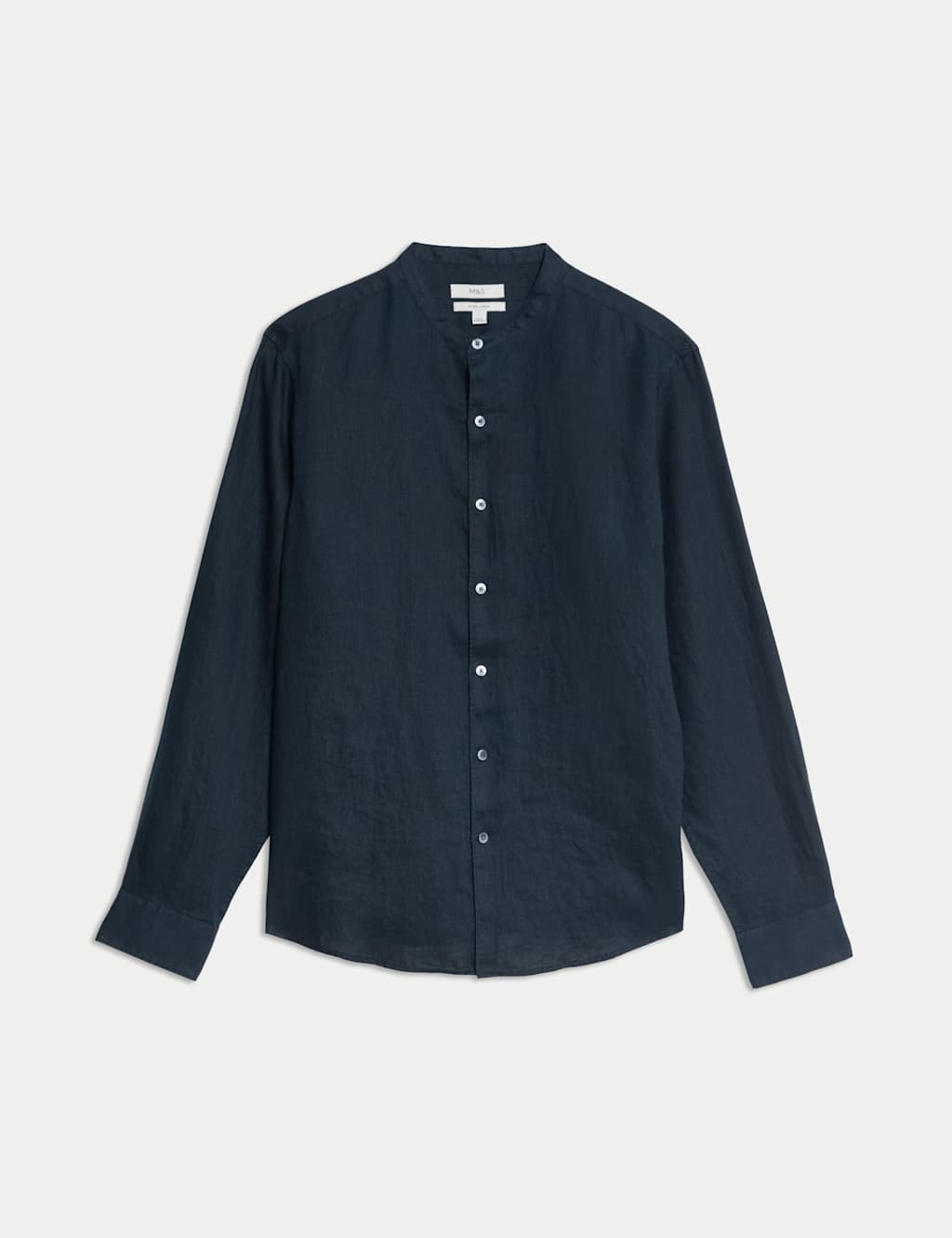 Pure Linen Grandad Collar Shirt