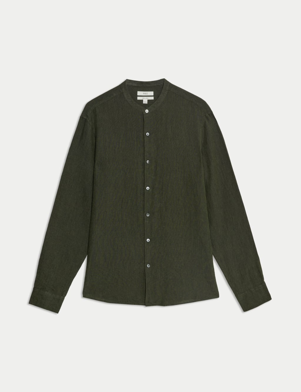 Pure Linen Grandad Collar Shirt