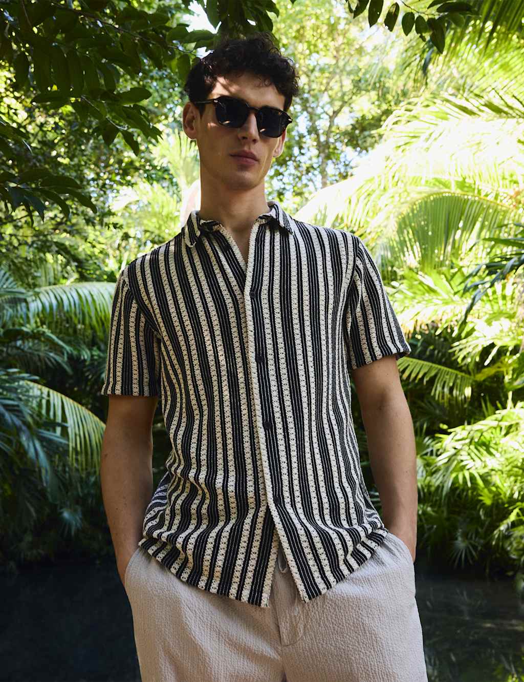 Regular Fit Cotton Rich Striped Shirt