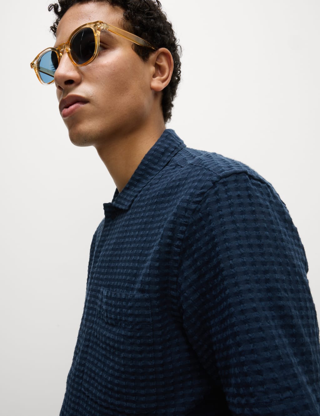 Cotton Rich Textured Check Shirt