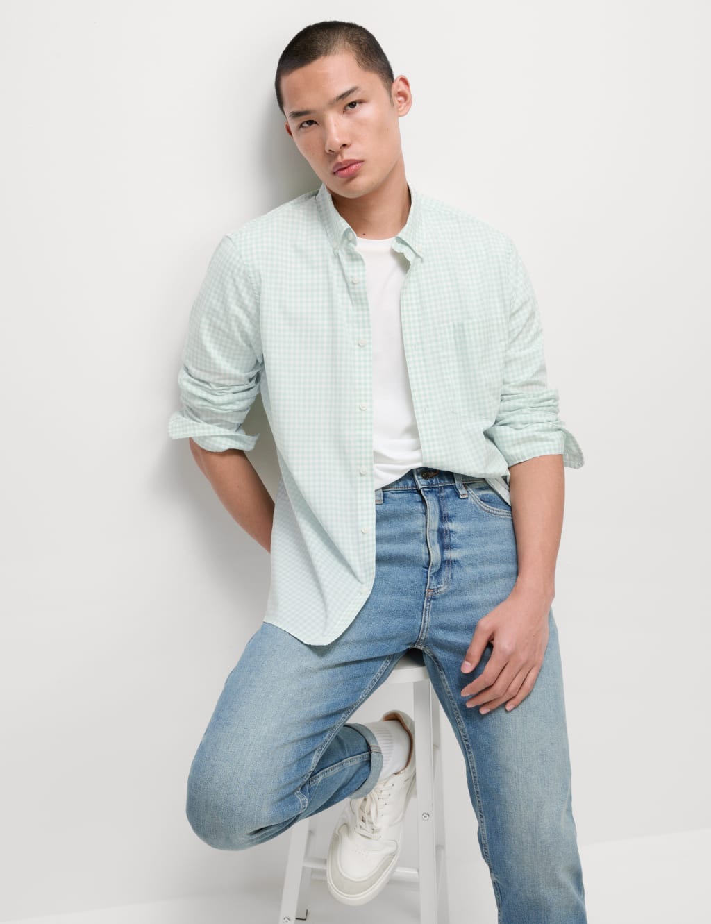 Cotton Rich Gingham Check Oxford Shirt