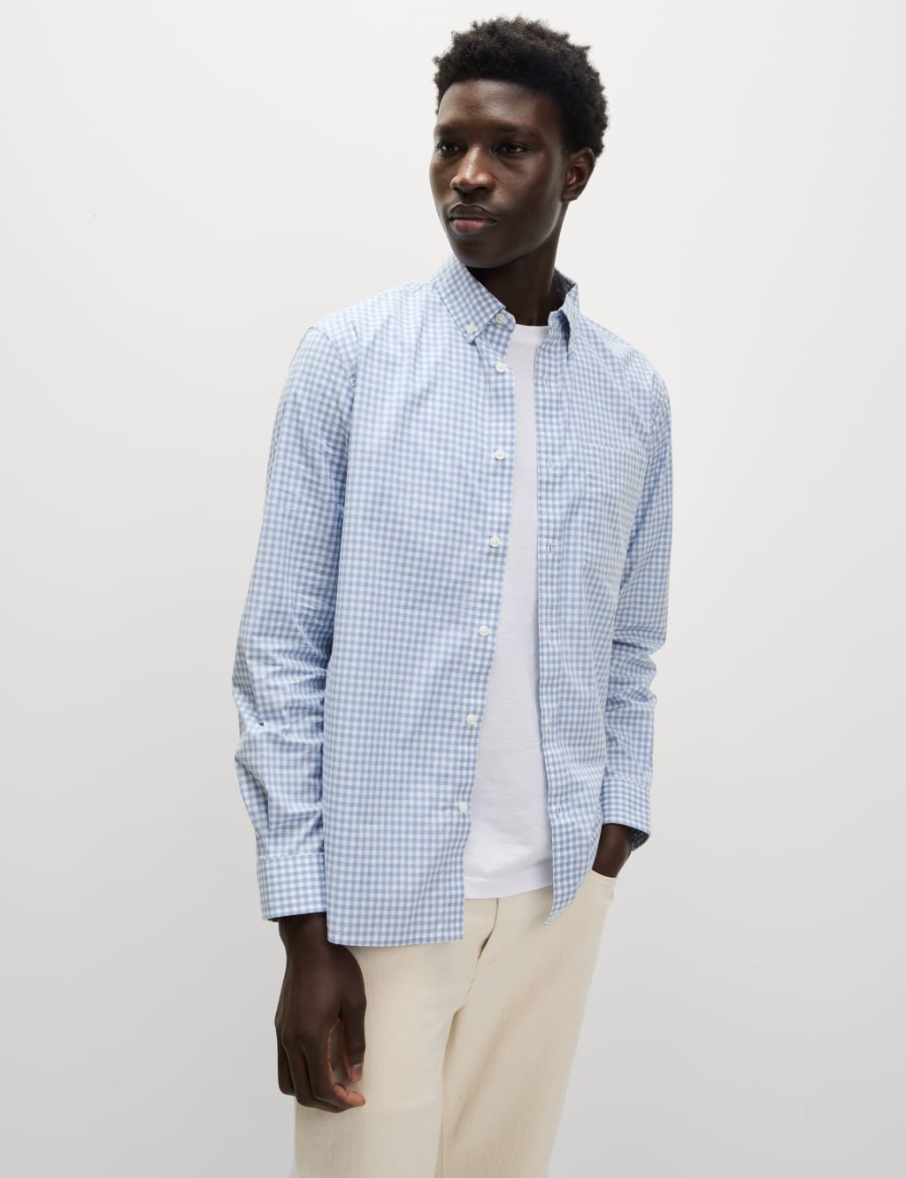 Cotton Rich Gingham Check Oxford Shirt