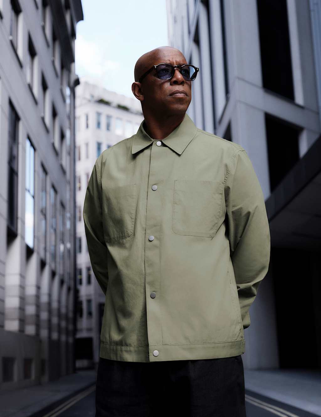 M&S Pure Cotton Poplin Overshirt Sage