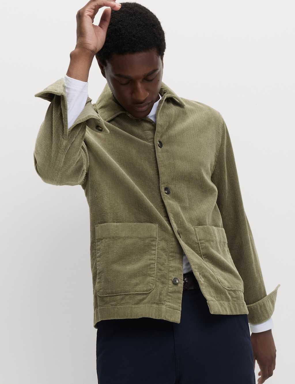 M&S Corduroy Overshirt Sage