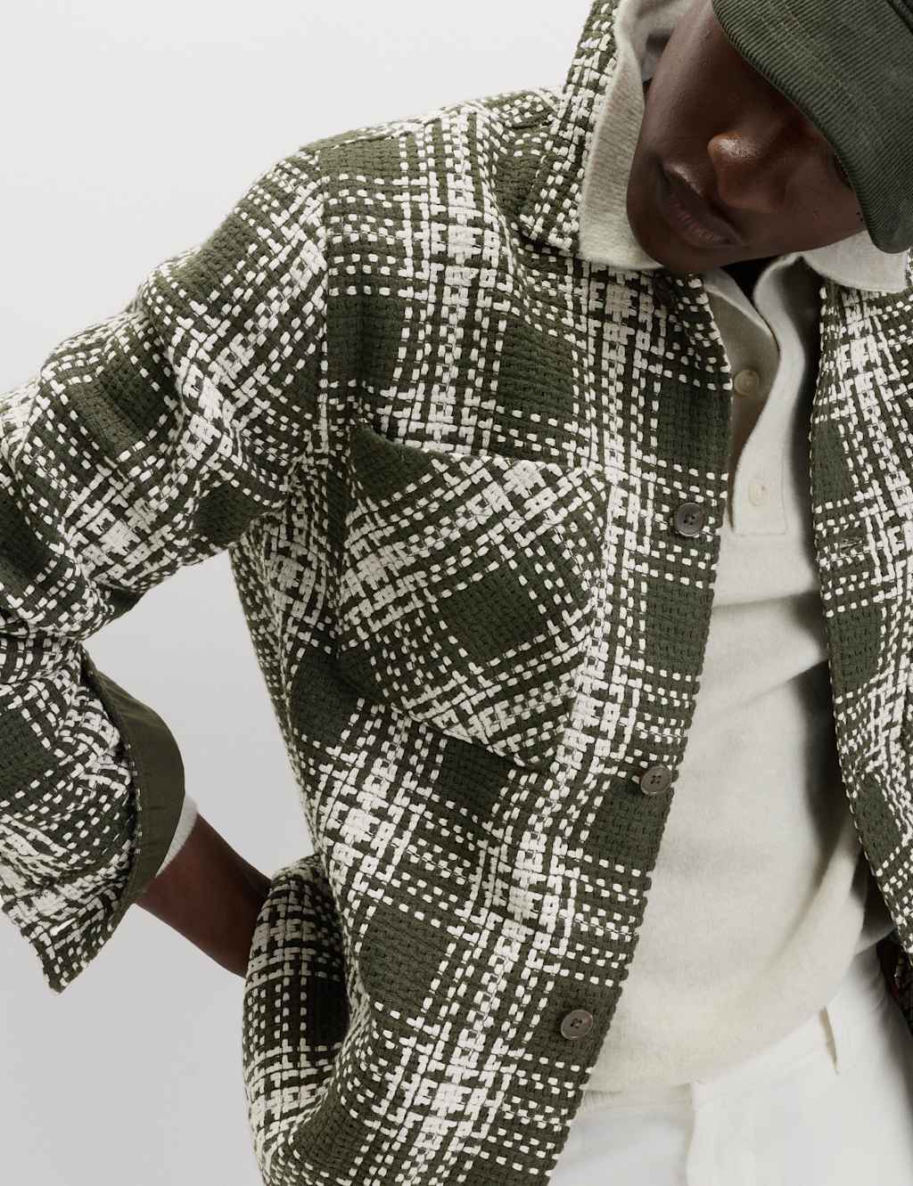 M&S Checked Overshirt Khaki Mix