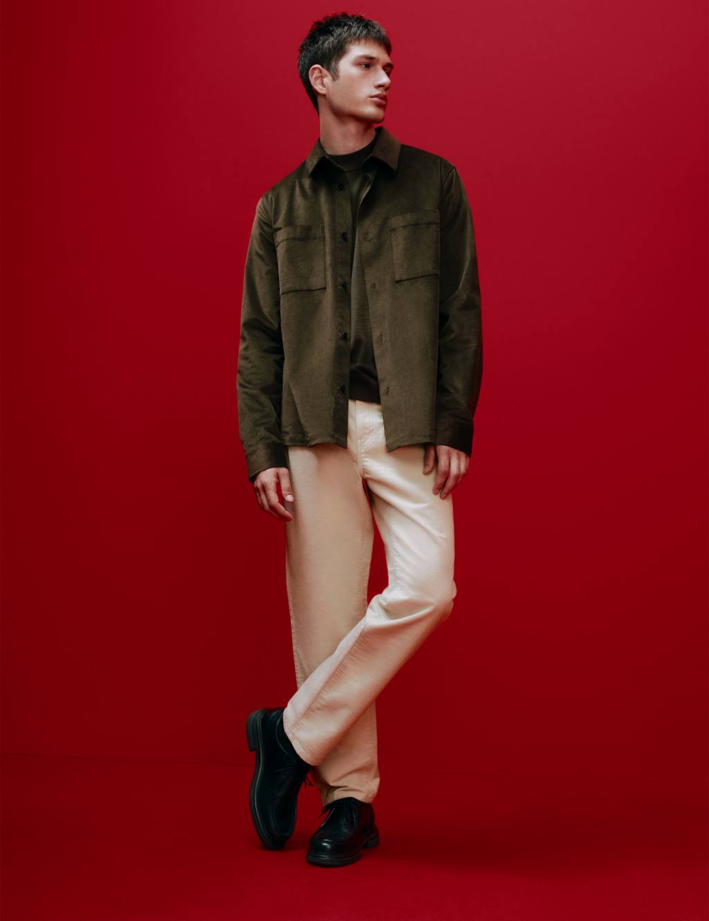 Autograph Regular Fit Cotton Rich Corduroy Shirt Dark Khaki