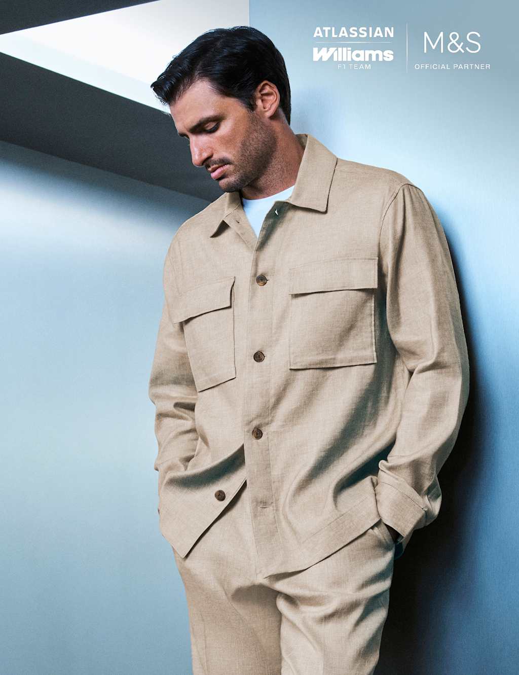 Autograph Men's Linen Blend Twill Performance Overshirt - XL - Sand