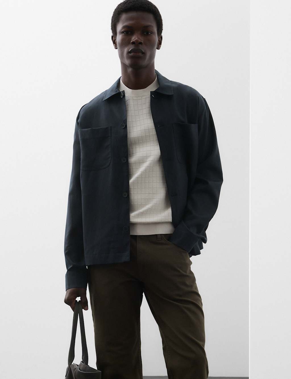 Autograph Men's Linen Blend Overshirt - M - Navy