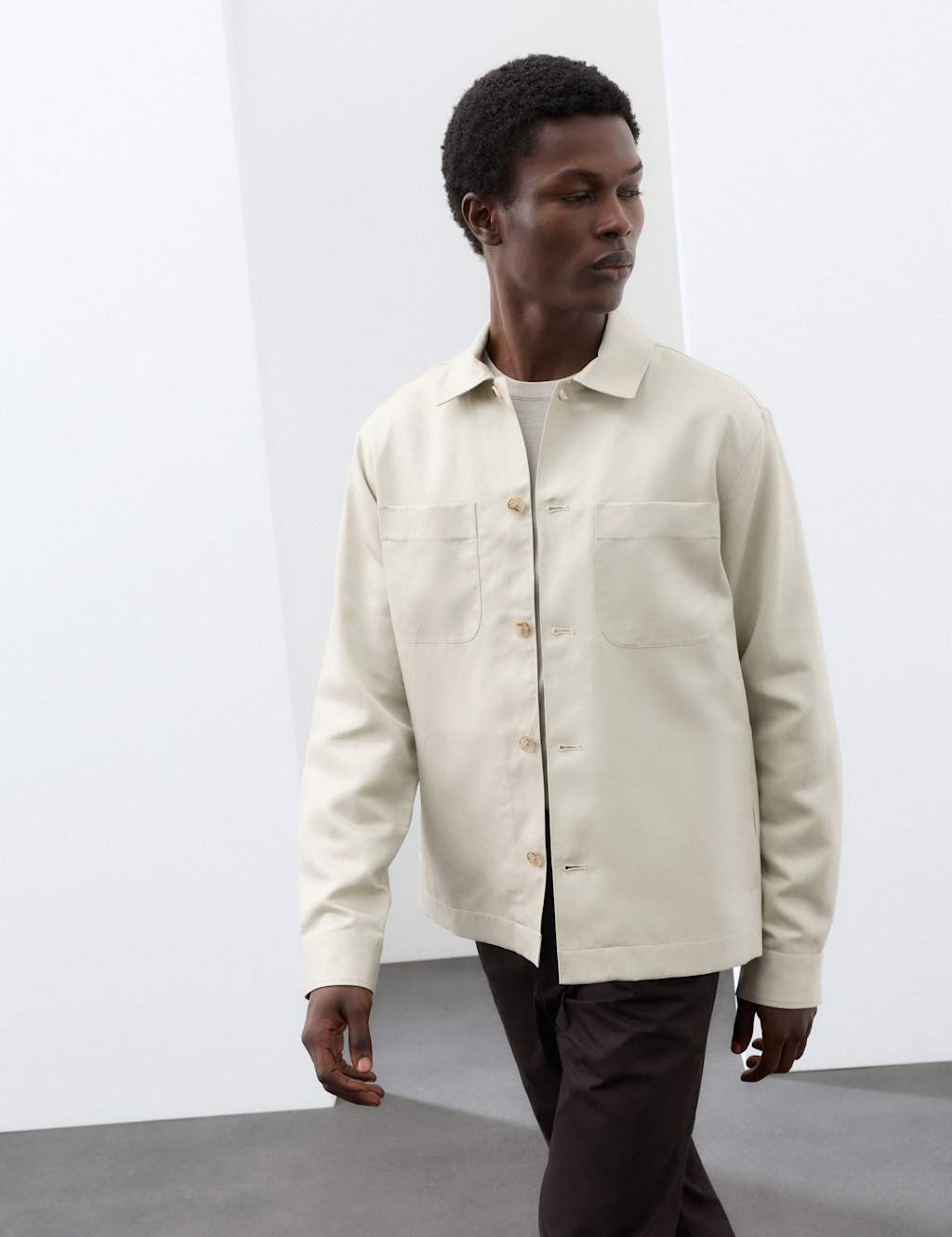 Autograph Men's Linen Blend Overshirt - S - Stone