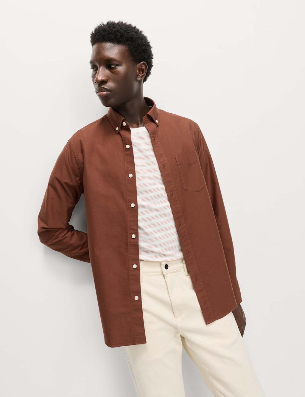 M&S Pure Cotton Ultimate Oxford Shirt Redwood