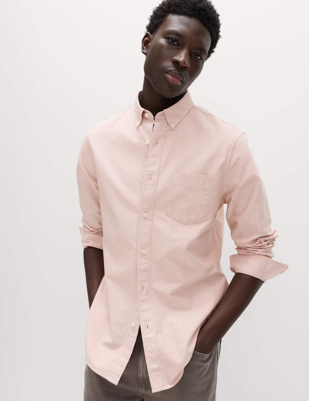 M&S Men's Pure Cotton Ultimate Oxford Shirt - 2XL - Rust