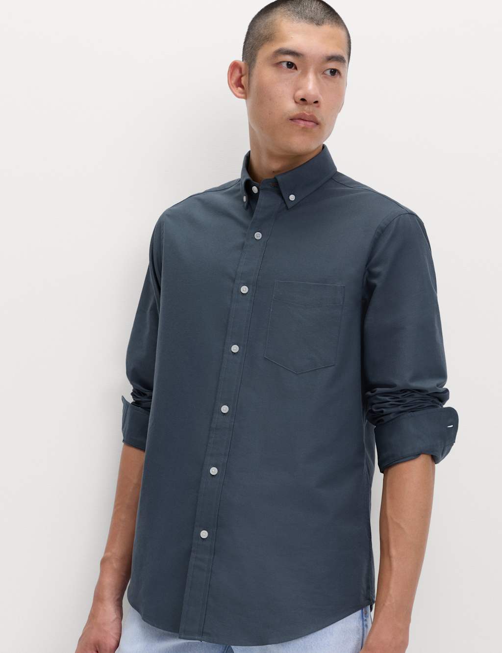 M&S Pure Cotton Ultimate Oxford Shirt Cedar