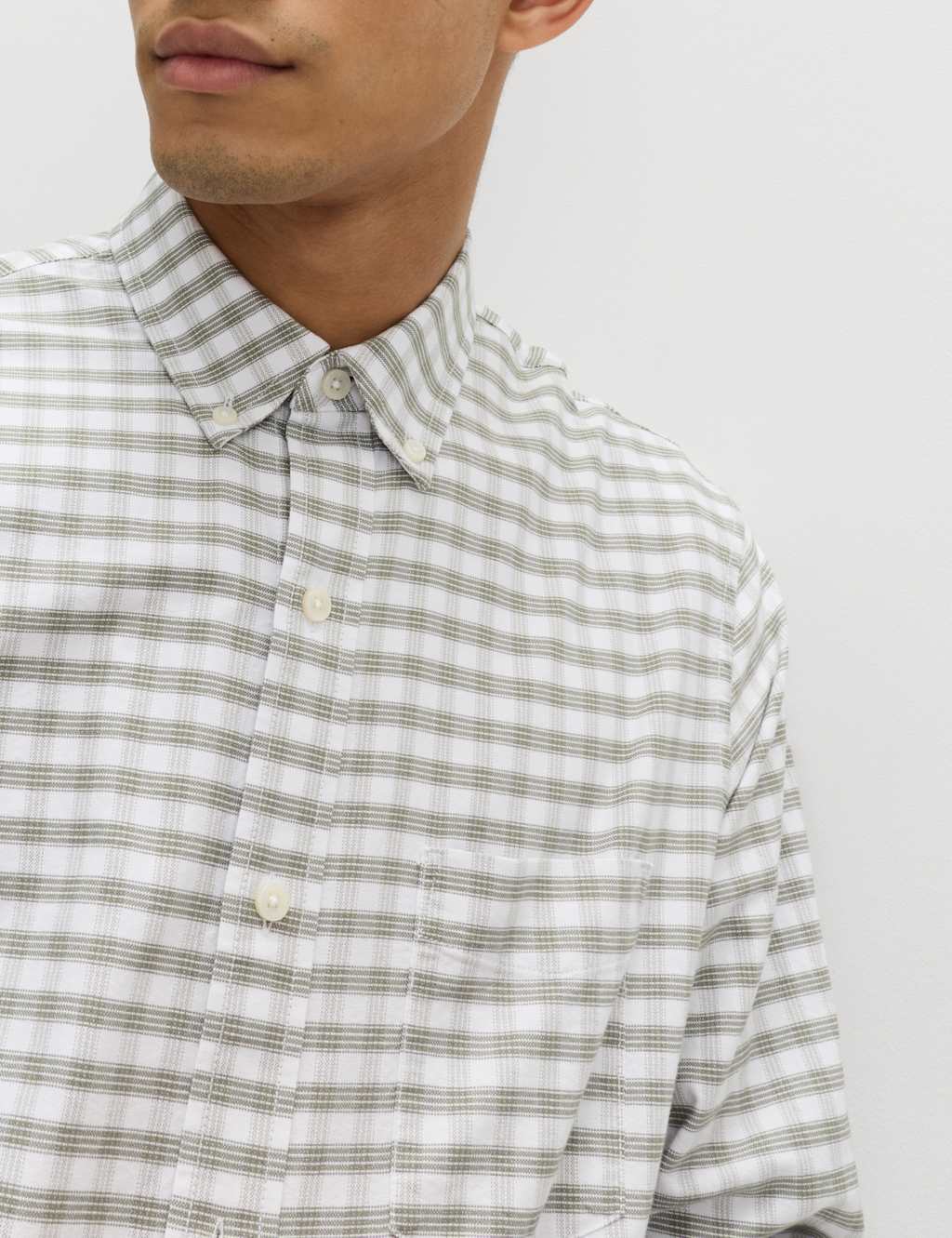 M&S Men's The Ultimate Regular Fit Pure Cotton Oxford Shirt - M - Green Mix