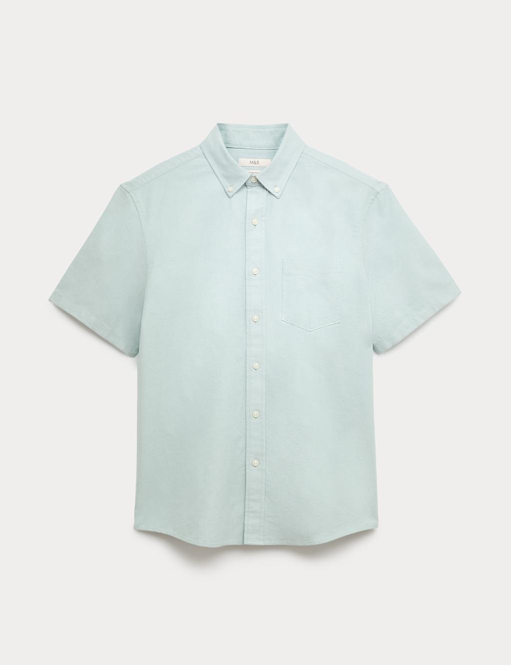 M&S Men's Ultimate Pure Cotton Oxford Shirt - M - Green