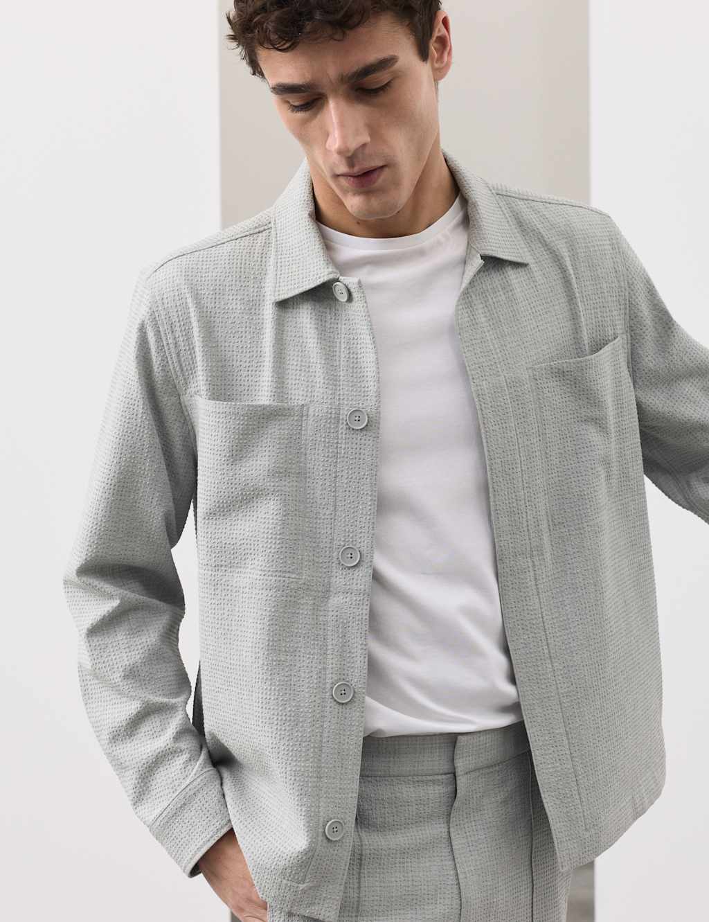 Autograph Men's Seersucker Overshirt - 3XL - Grey