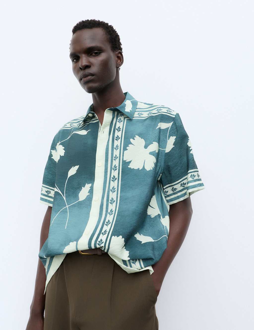 Autograph Men's Floral Short Sleeve Shirt - 2XL - Blue Mix