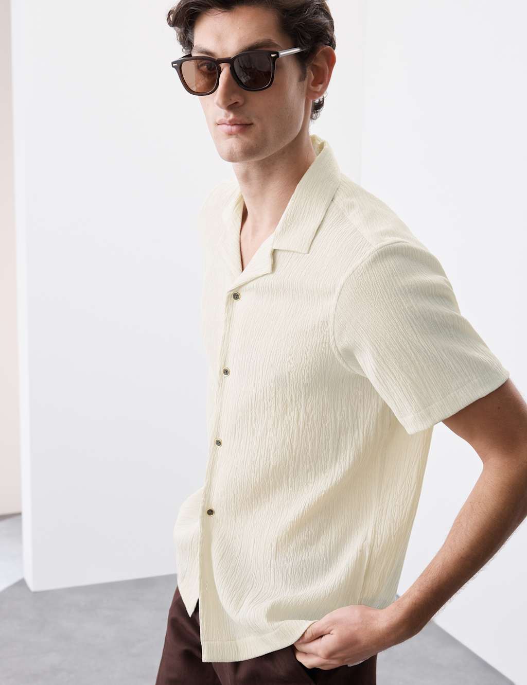 Relaxed Fit Easy Iron Seersucker Shirt