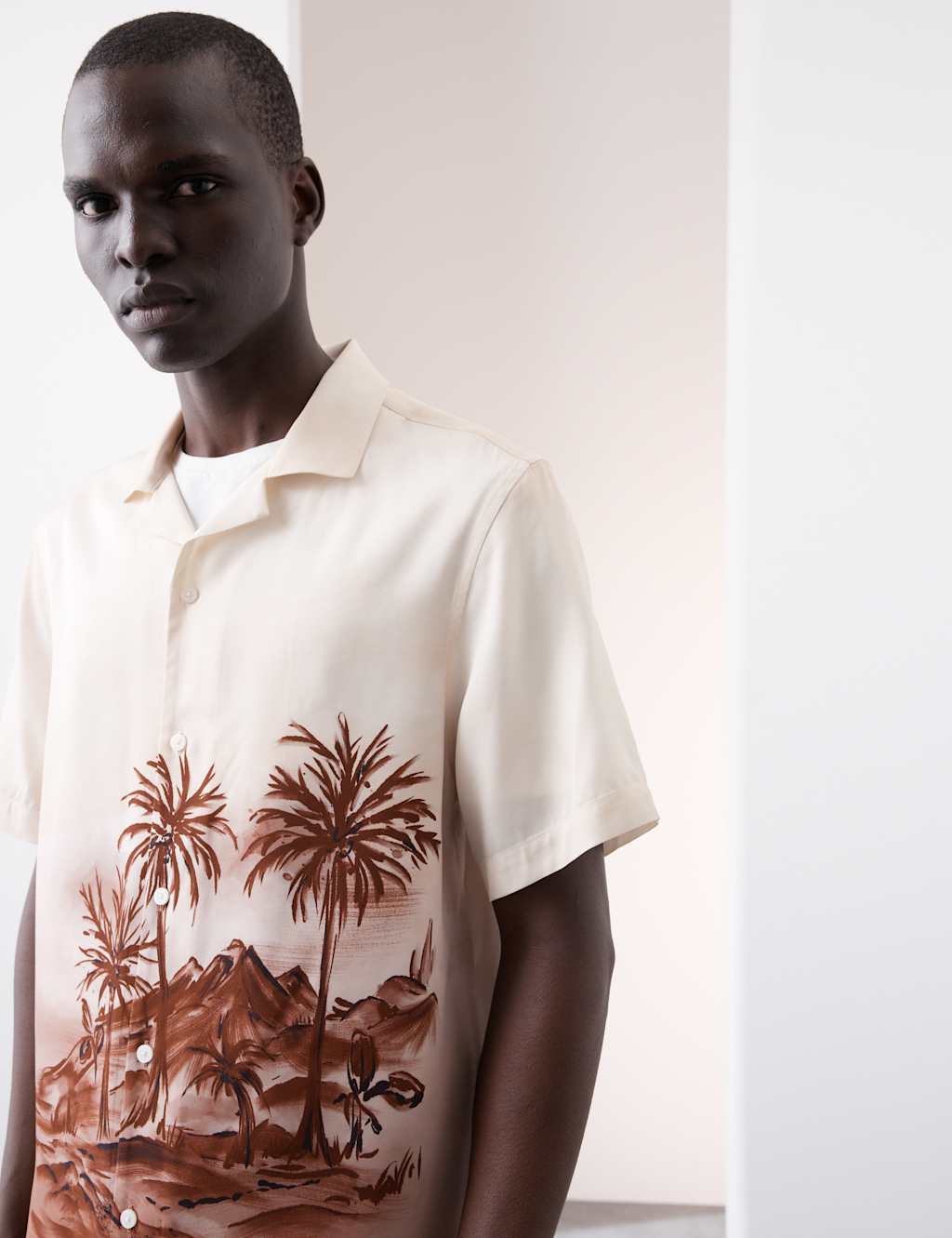 Scenic Print Cuban Collar Shirt