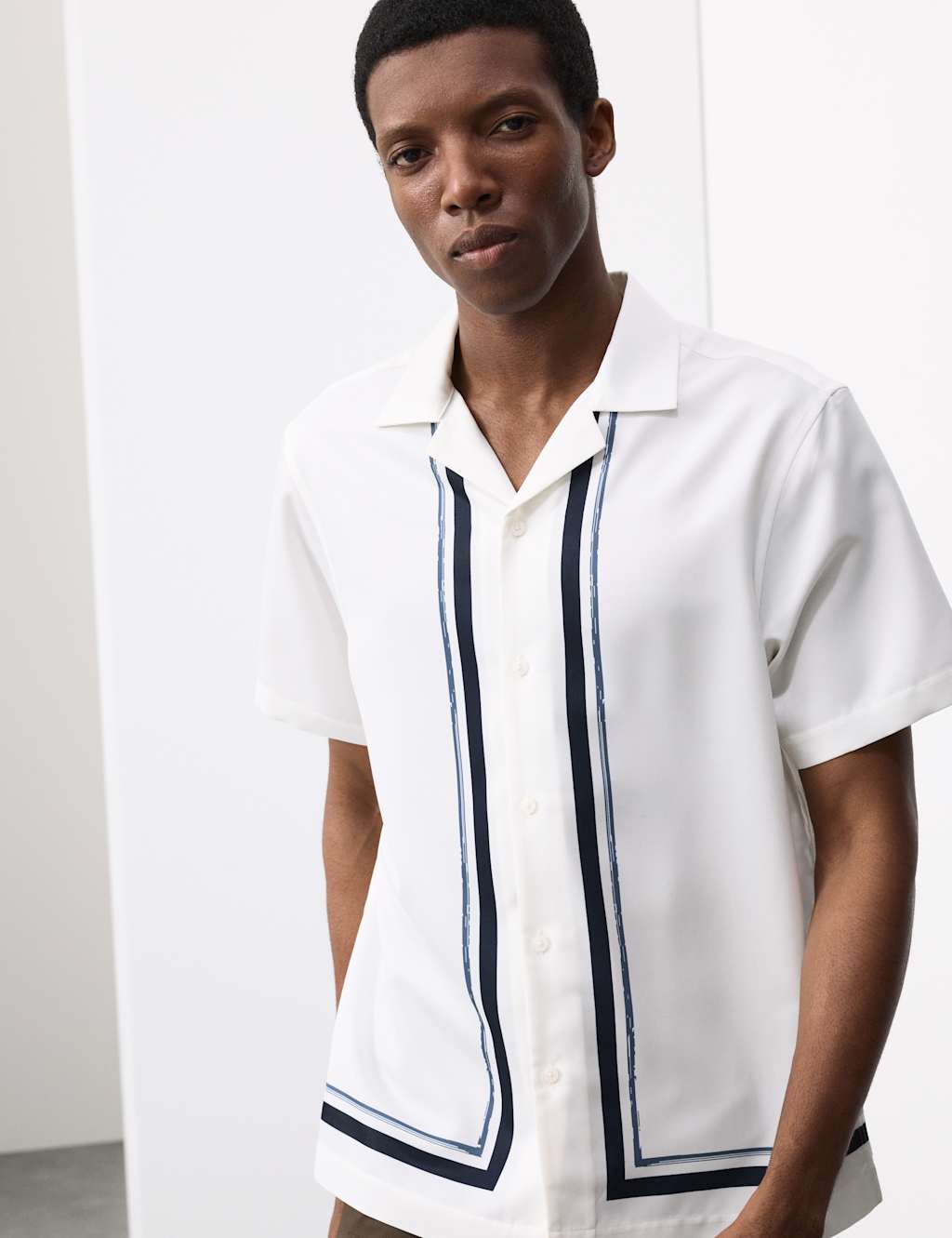 Autograph Regular Fit Border Print Shirt White Mix