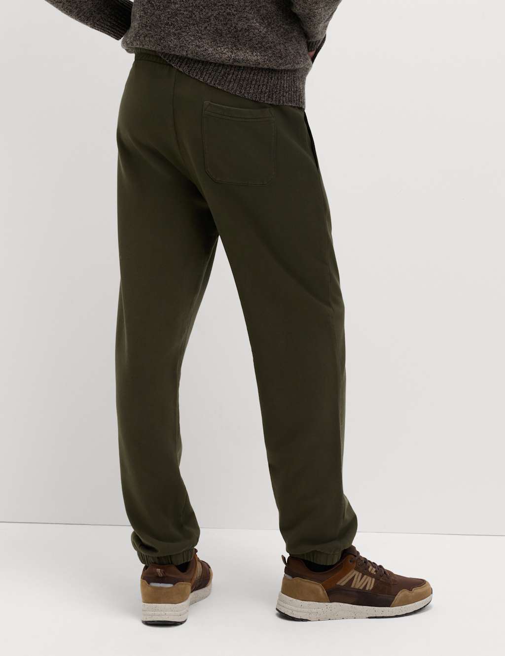M&S Garment Dyed Pure Cotton Joggers Dark Khaki