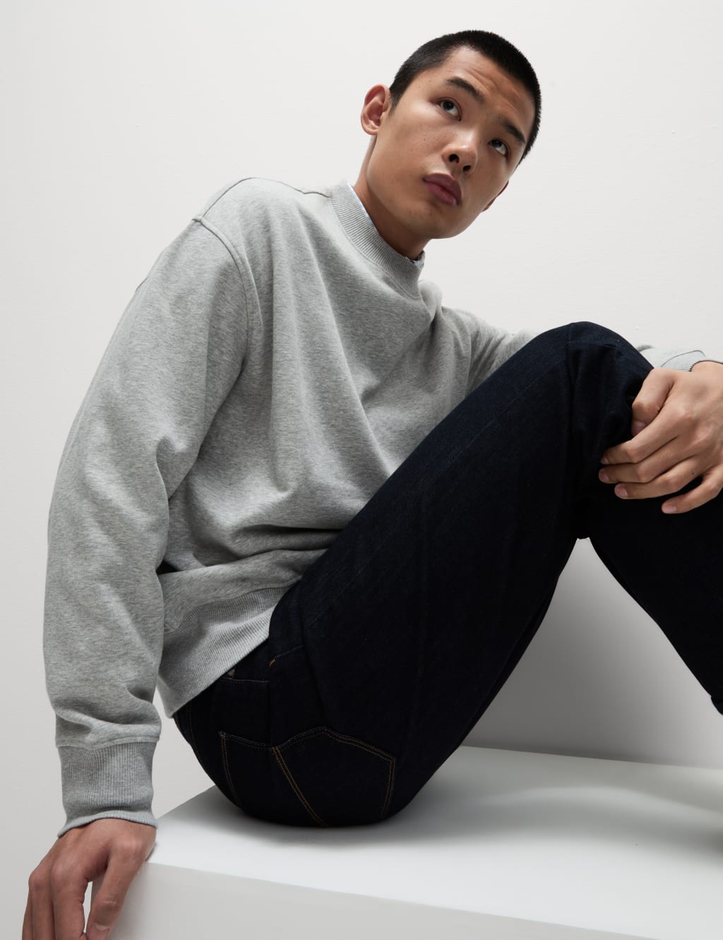 Oversized Cotton Rich Crew Neck Sweatshirt
