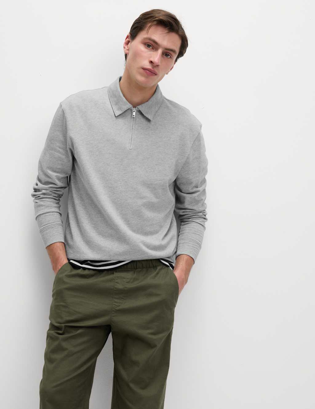 Cotton Rich Half Zip Polo Shirt