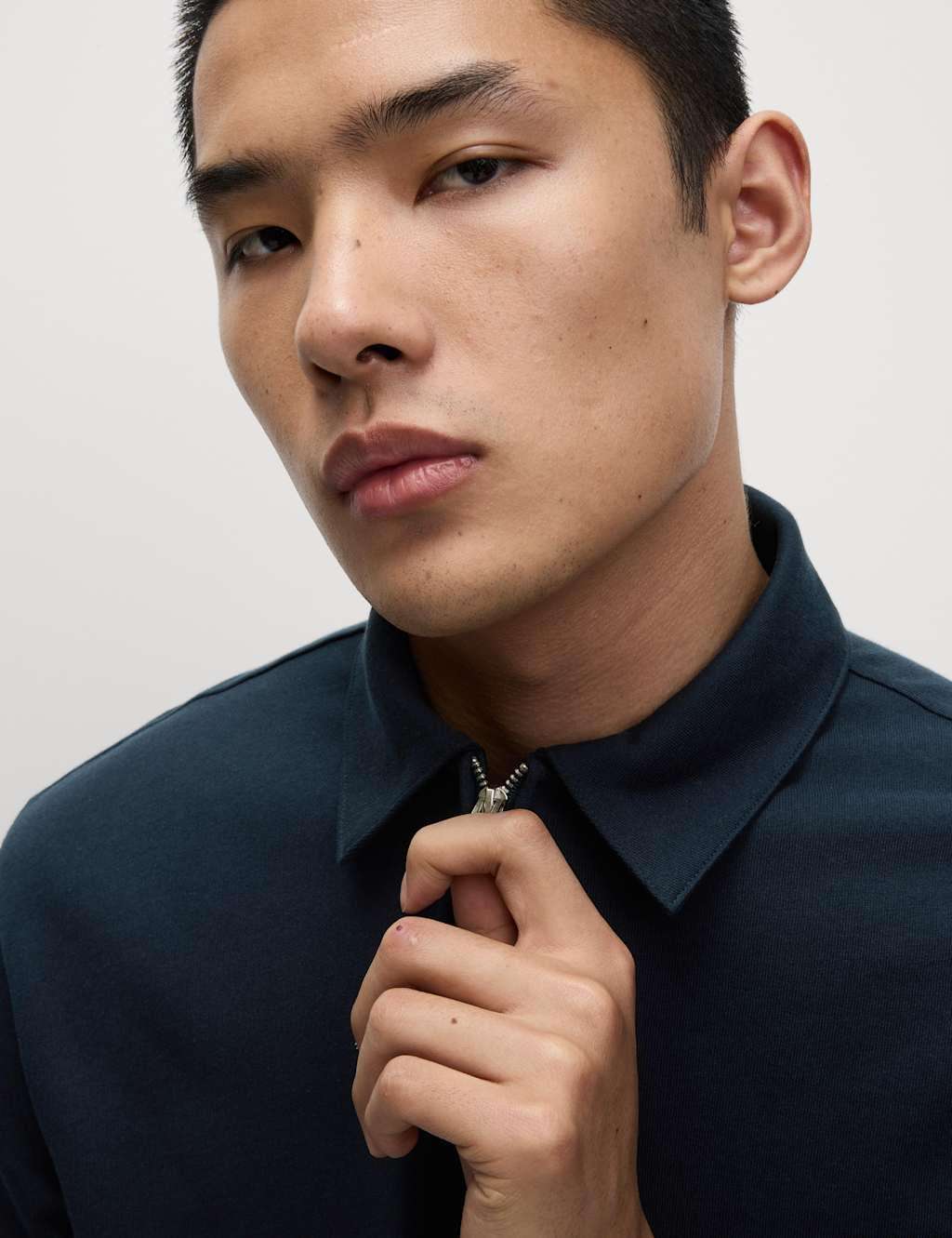 Oversized Fit Cotton Rich Textured Polo Shirt
