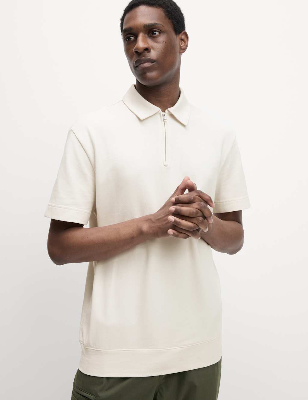 Oversized Fit Cotton Rich Textured Polo Shirt