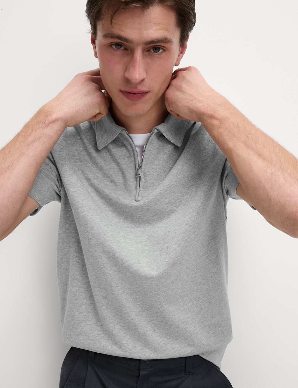 Oversized Fit Cotton Rich Textured Polo Shirt