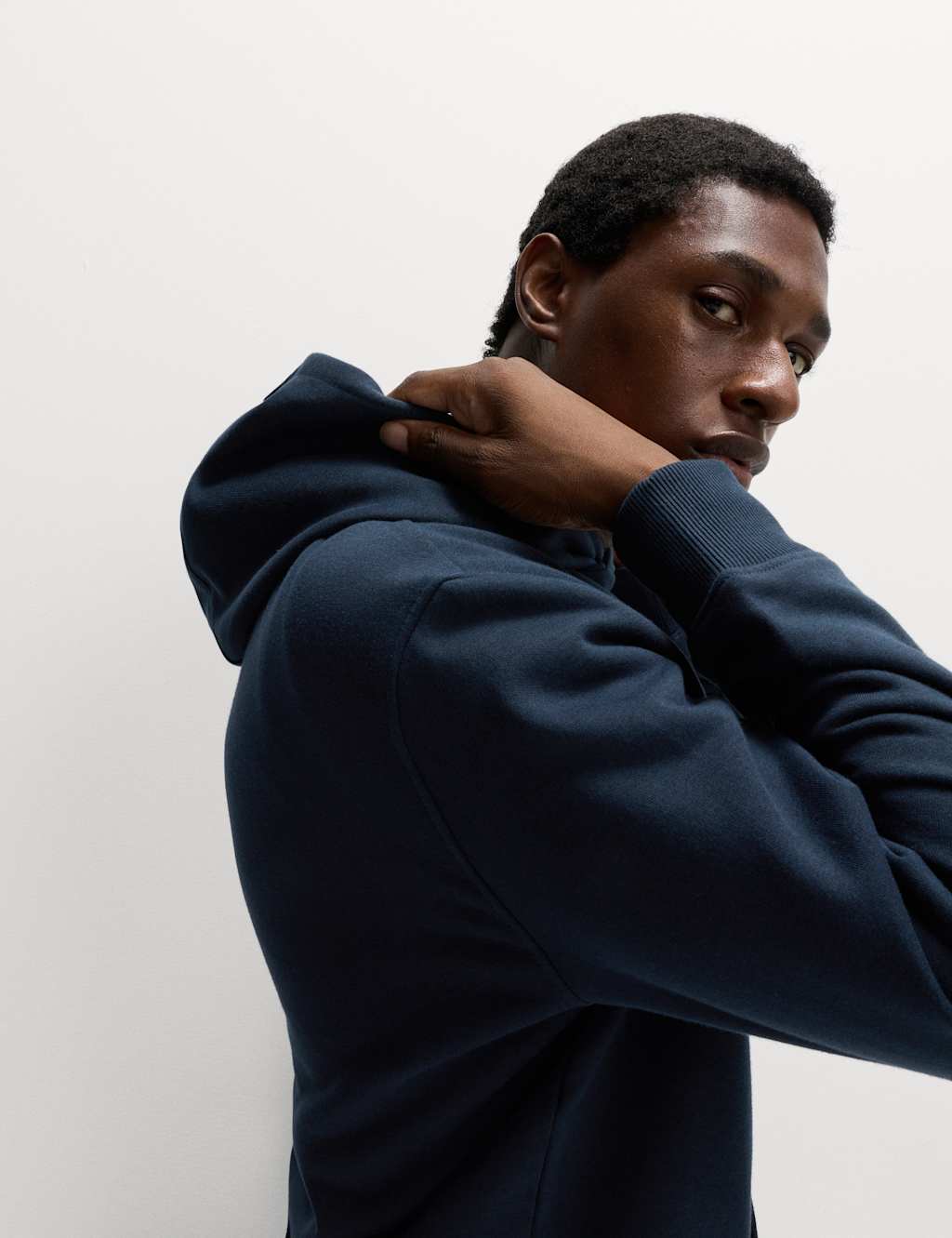M&S Cotton Rich Hoodie Navy