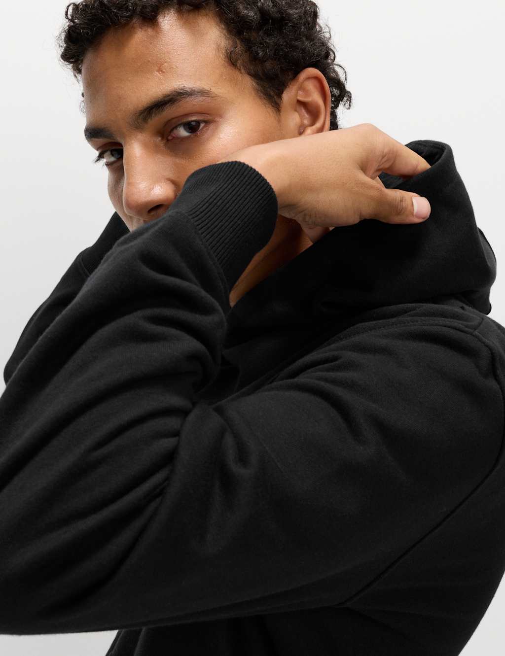 M&S Cotton Rich Hoodie Black