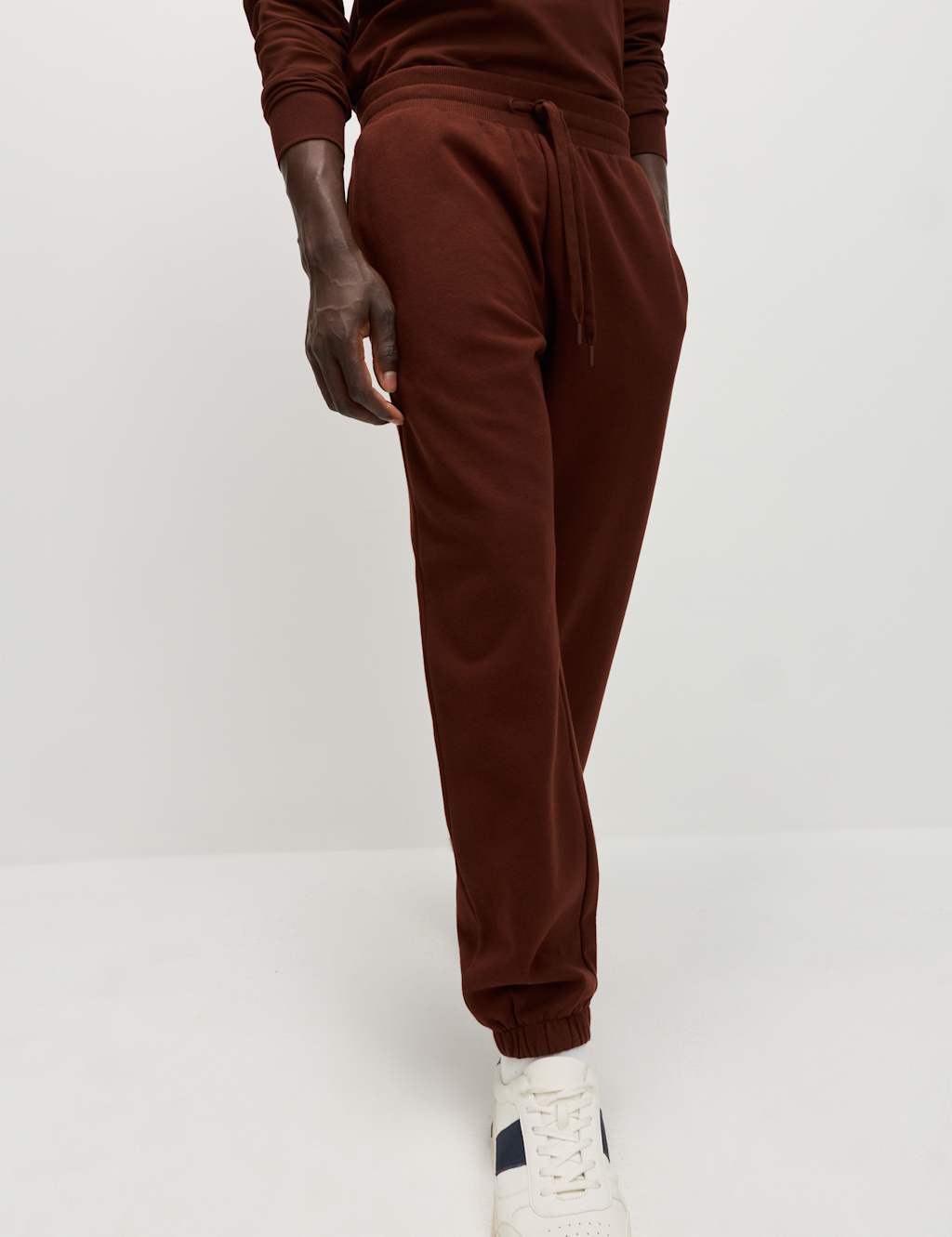 M&S Elasticated Waist Cotton Rich Joggers Conker