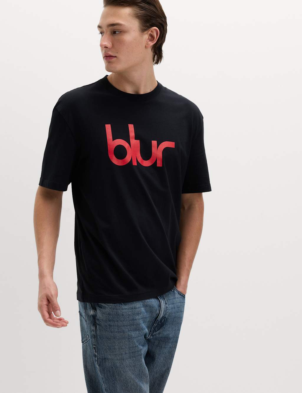 M&S Pure Cotton Blur T-Shirt Black