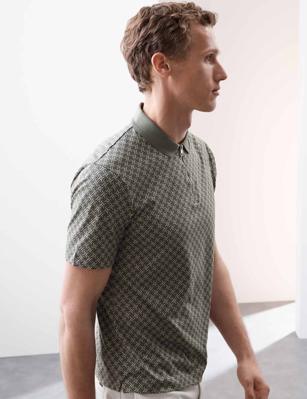 Pure Supima® Cotton Geometric Print Polo Shirt