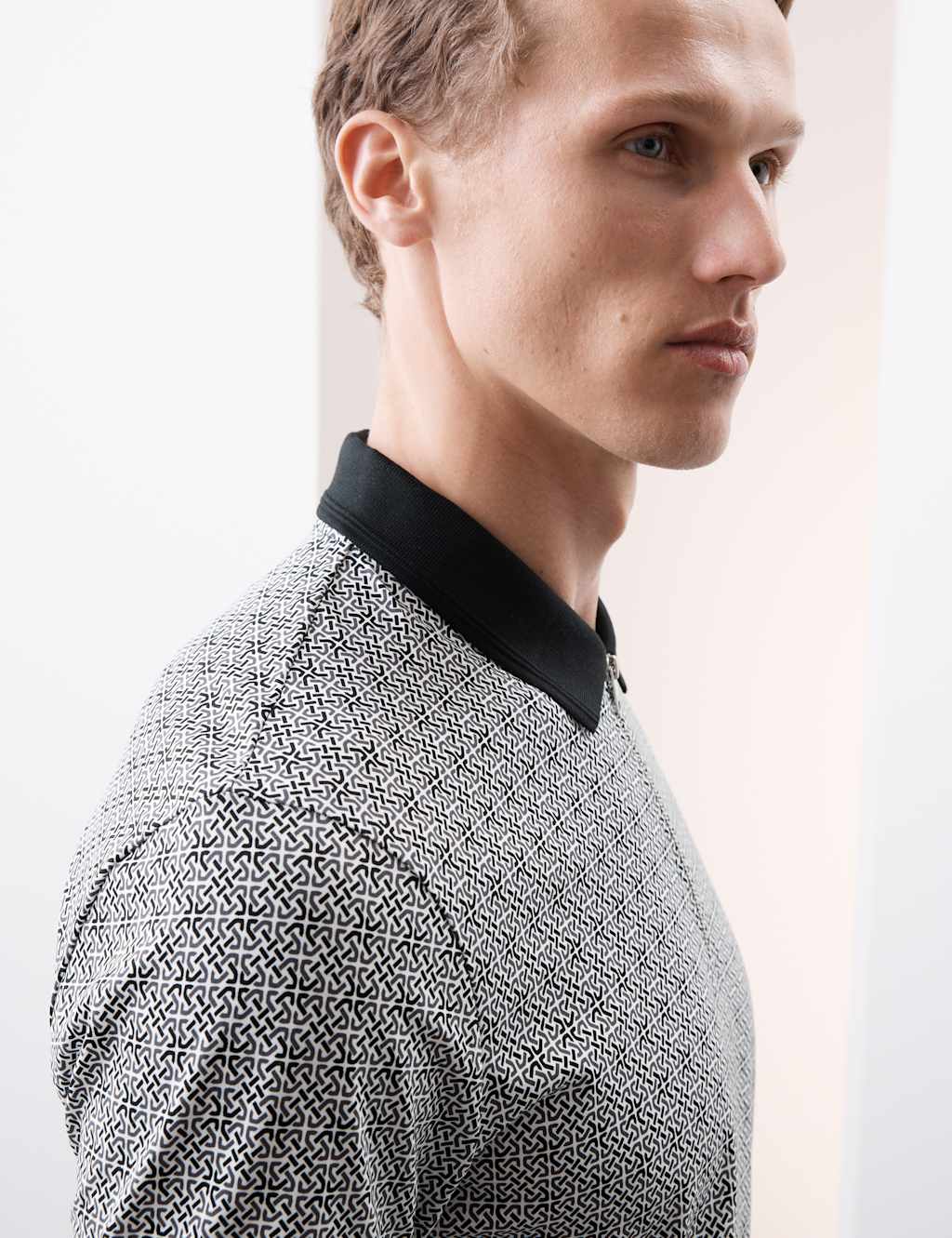 Pure Supima® Cotton Geometric Print Polo Shirt