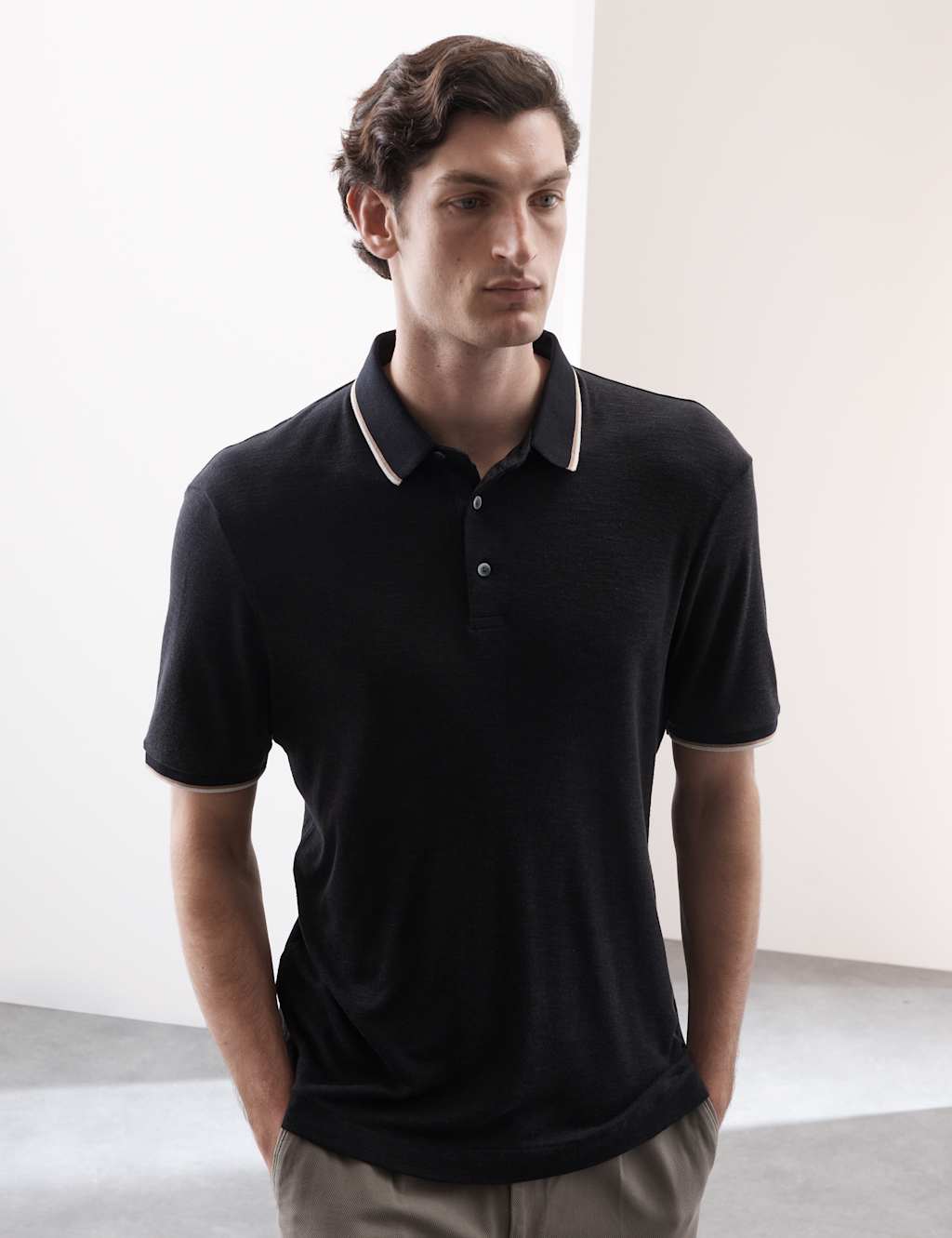 Linen Blend Polo Shirt