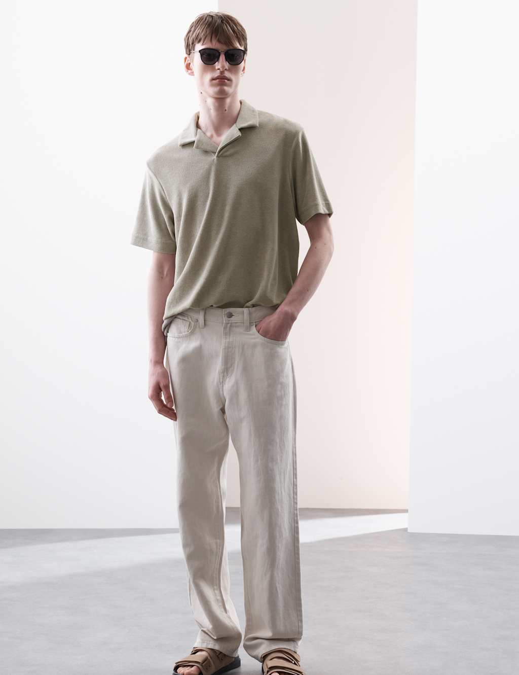 Cotton Rich Towelling Revere Polo Shirt