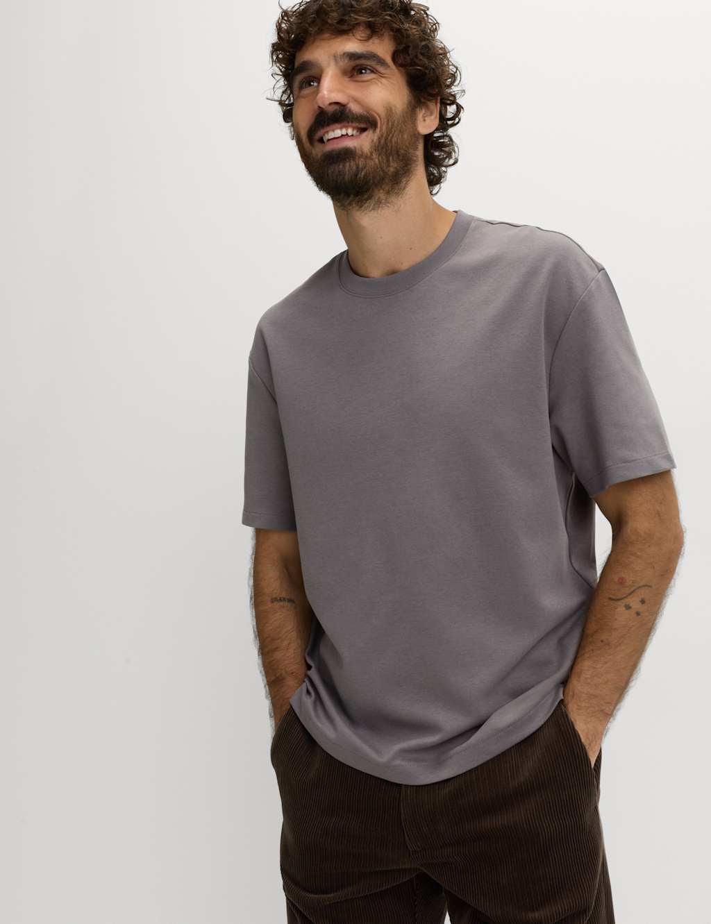 M&S Cotton Blend Ultimate Performance T-Shirt Mid Grey