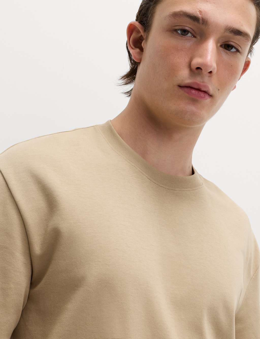 M&S Cotton Blend Ultimate Performance T-Shirt Sand