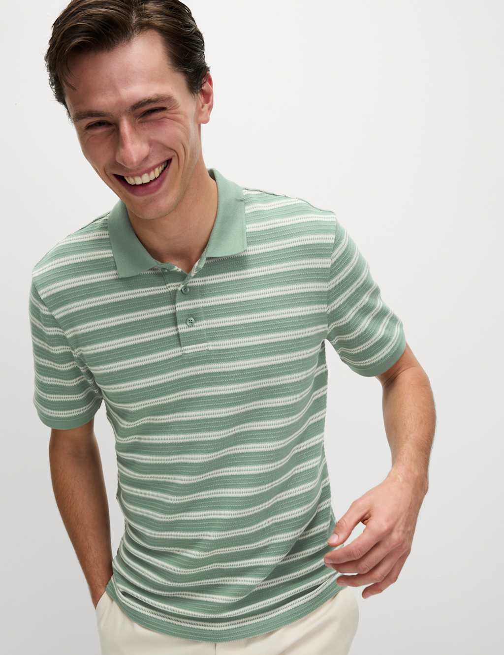 Cotton Rich Striped Polo Shirt