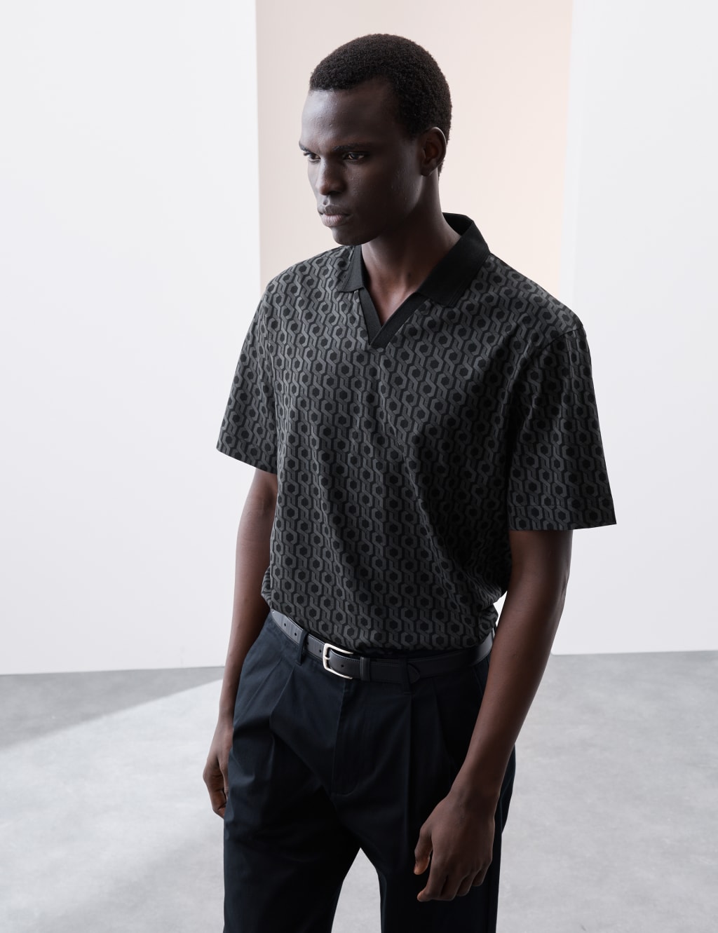 Pure Supima® Cotton Geometric Polo Shirt