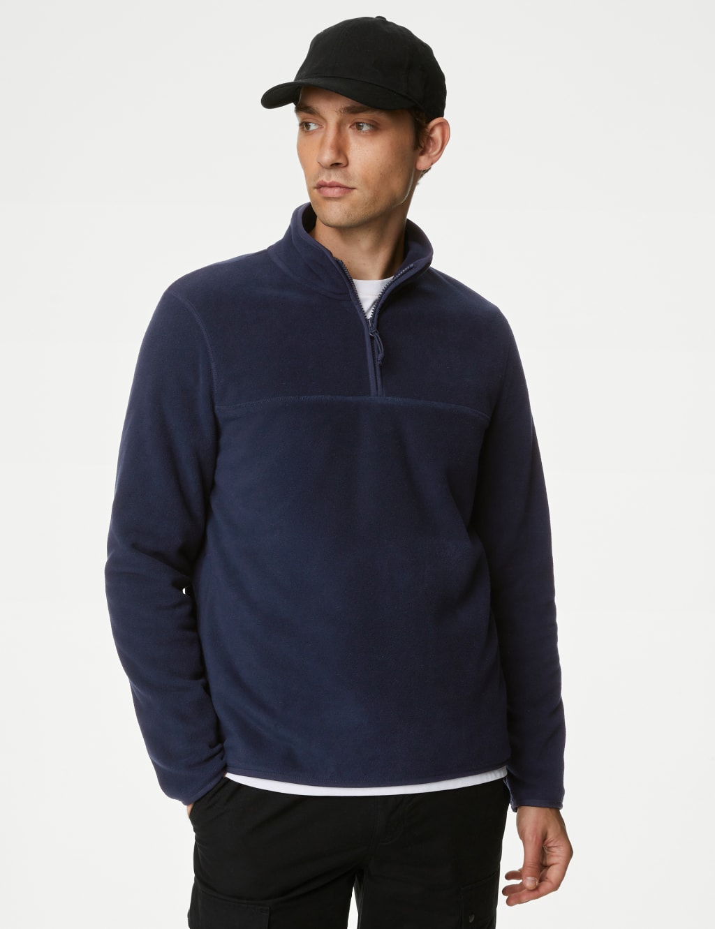 M&S Half Zip Micro Fleece Navy