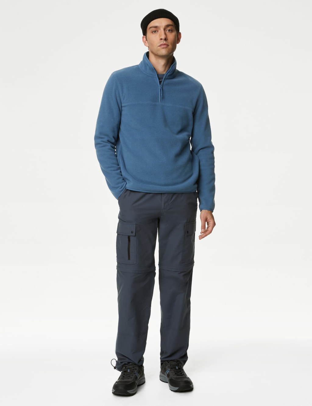M&S Half Zip Micro Fleece Steel Blue