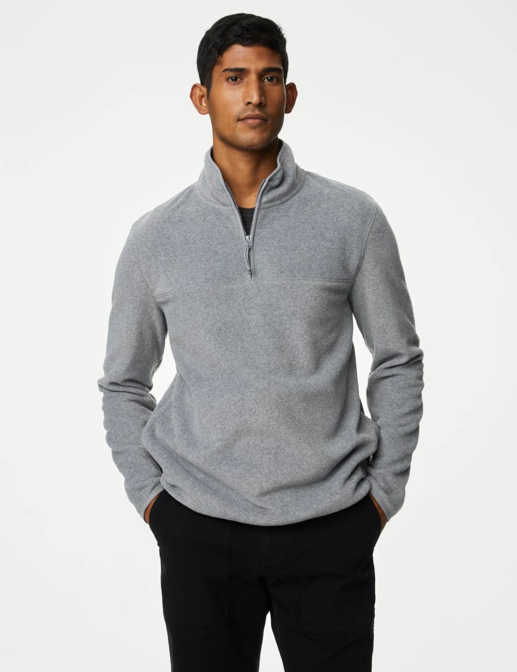 M&S Half Zip Micro Fleece Grey