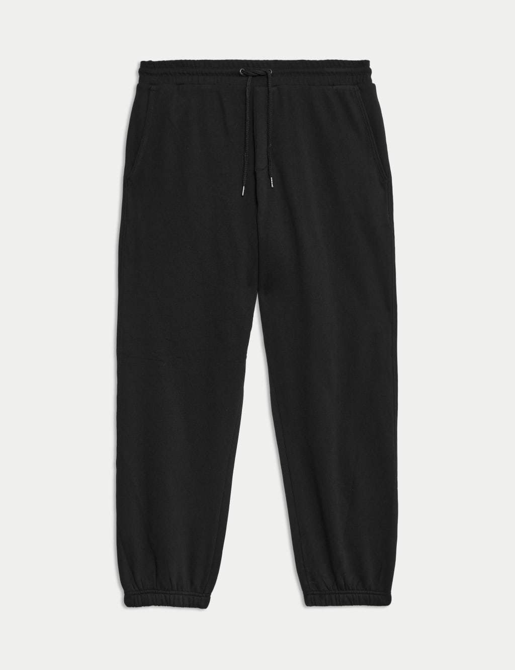 M&S Pure Cotton Fleece Lined Joggers Black