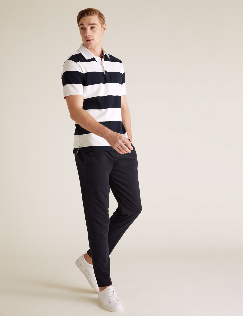 M&S 2 Pack Cotton Rich Joggers Navy Mix