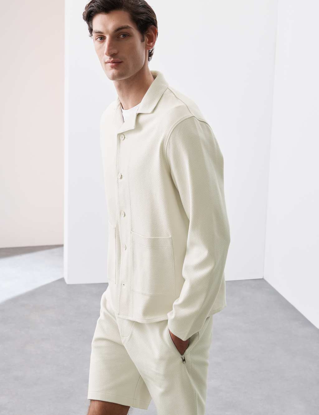 Pure Cotton Waffle Overshirt