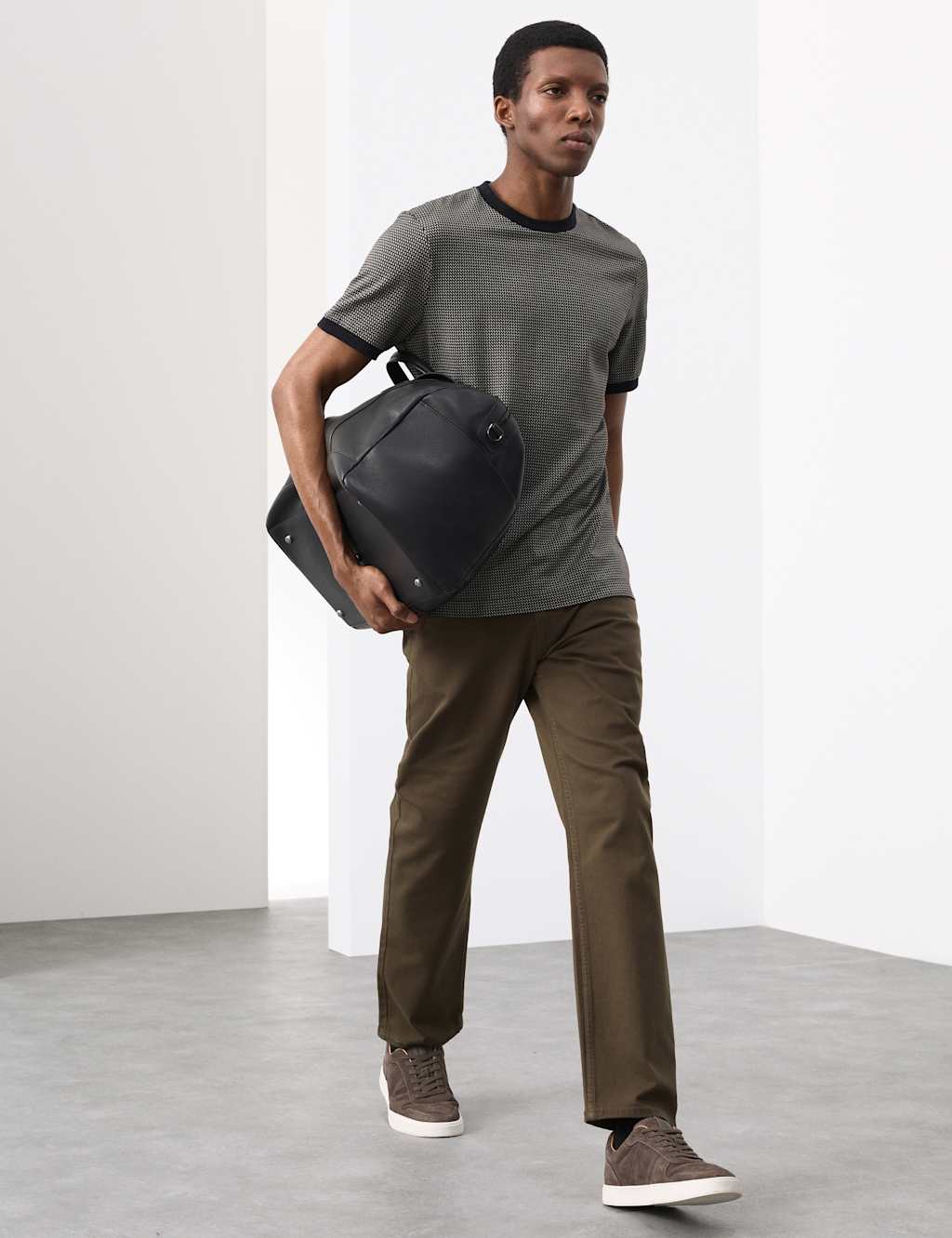 Autograph Pure Cotton Geometric Jacquard T shirt Black