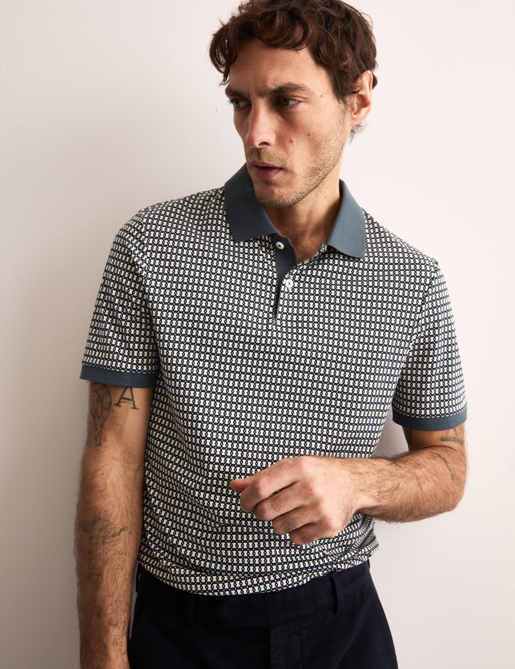 Pure Cotton Chain Print Polo Shirt