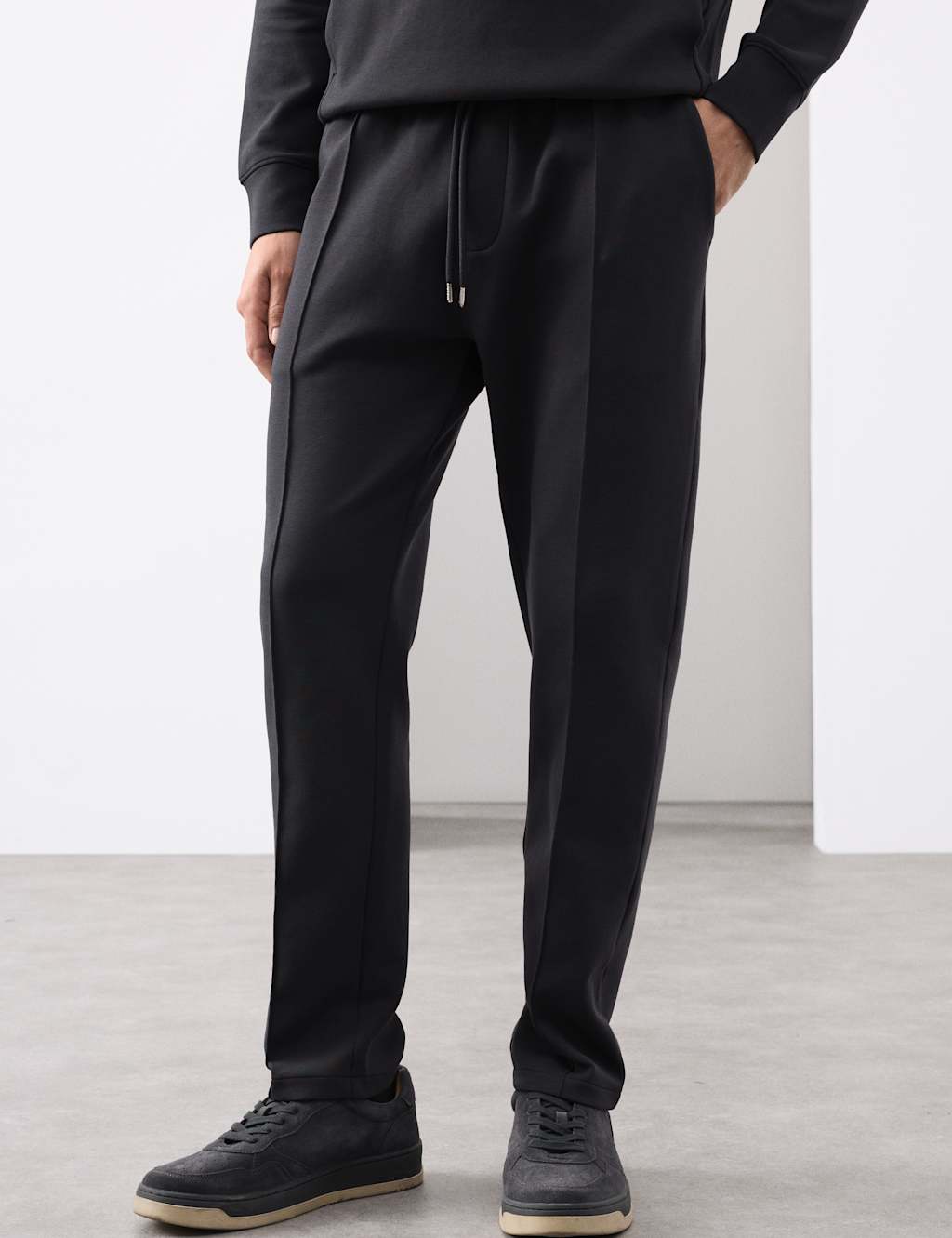 Autograph Cotton Rich Pintuck Straight Leg Joggers Granite